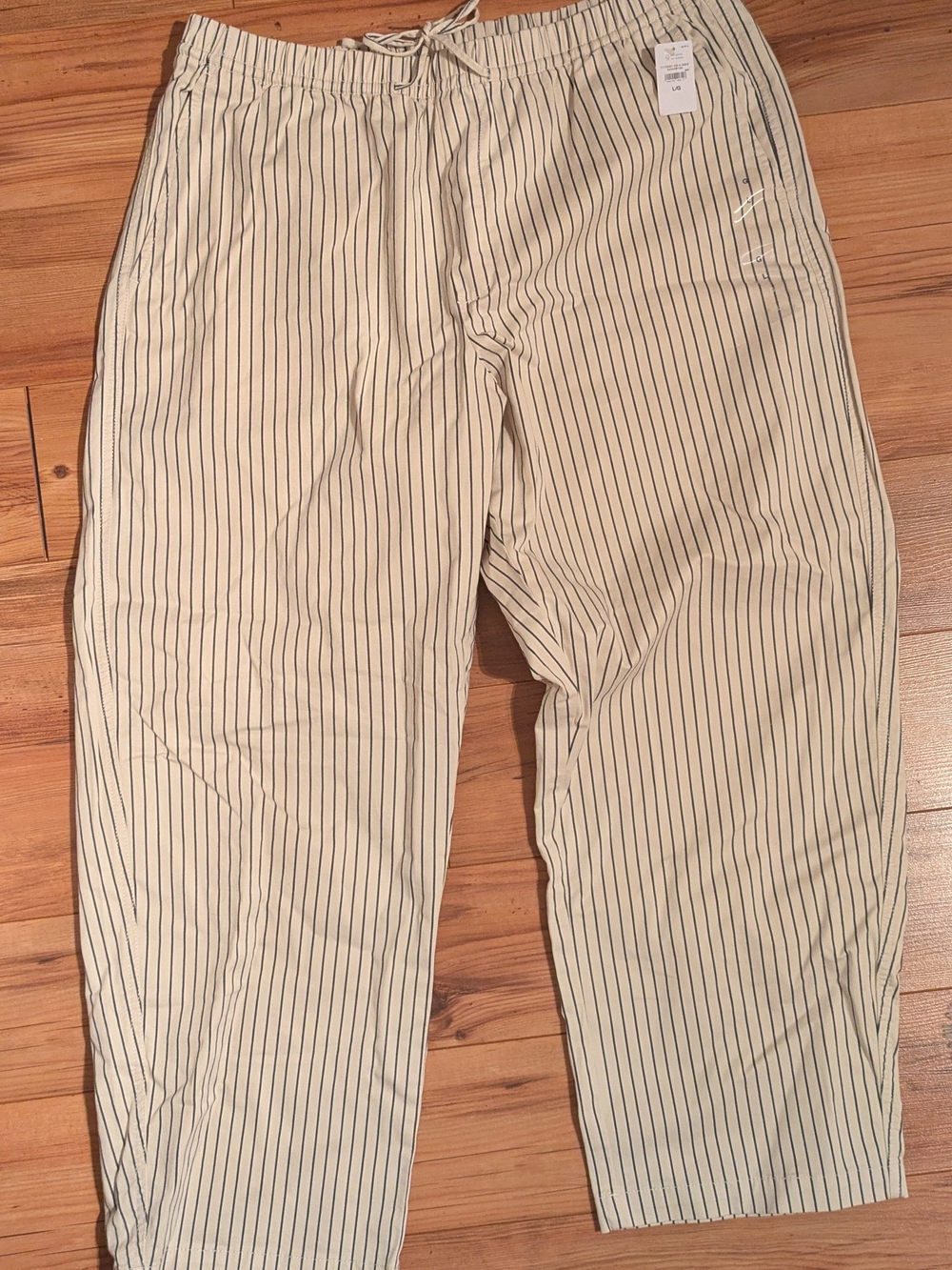 GAP Factory Cream Pinstripe Drawstring Joggers